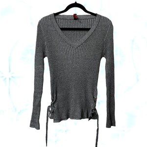 Yoki Gray Tie Up Long Sleeve